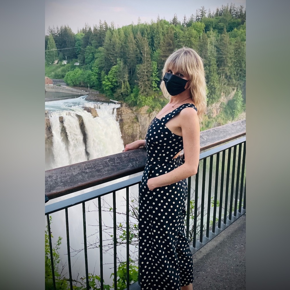 FRNCH Pairs Polka Dot Open Back Jumpsuit Size Small